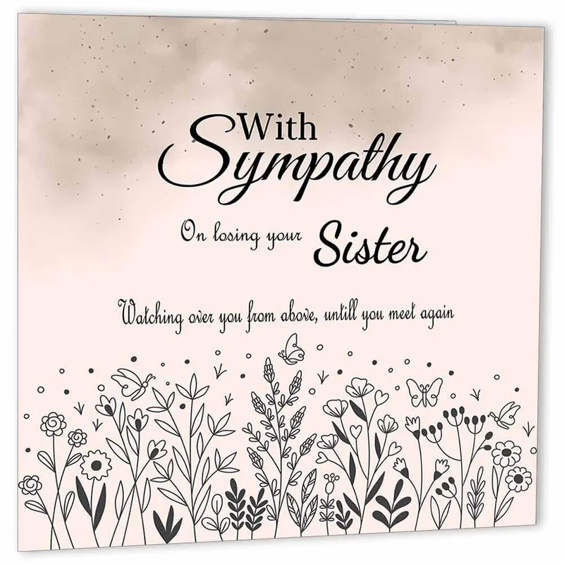 Sister Memorial Sympathy Card for Grieving Sisters with Floral Art
