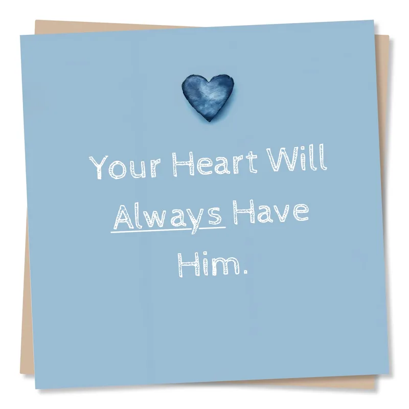 Memorial Heart Sympathy Card featuring a blue watercolor heart