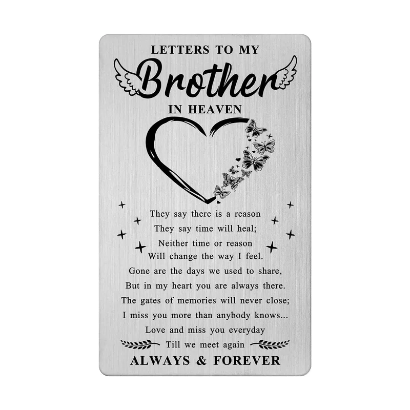 Memorial Brother Card for Bereavement with Heart Butterflies and Poem