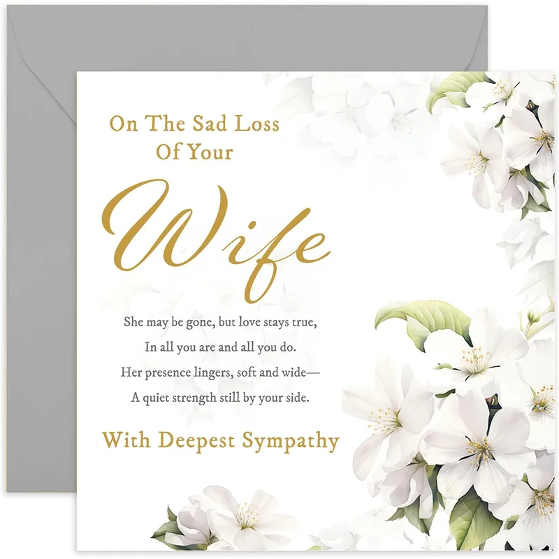 White Floral Blossoms Card for a Husband Losing His Spouse