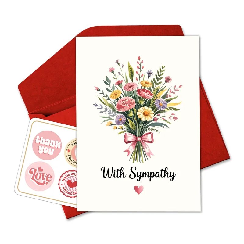 Wildflower Bouquet Sympathy Card for Grieving Friends and Family