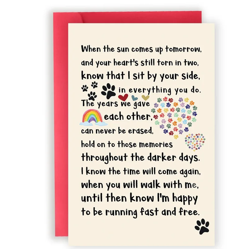 When the sun comes up Card for Pet Loss Sympathy