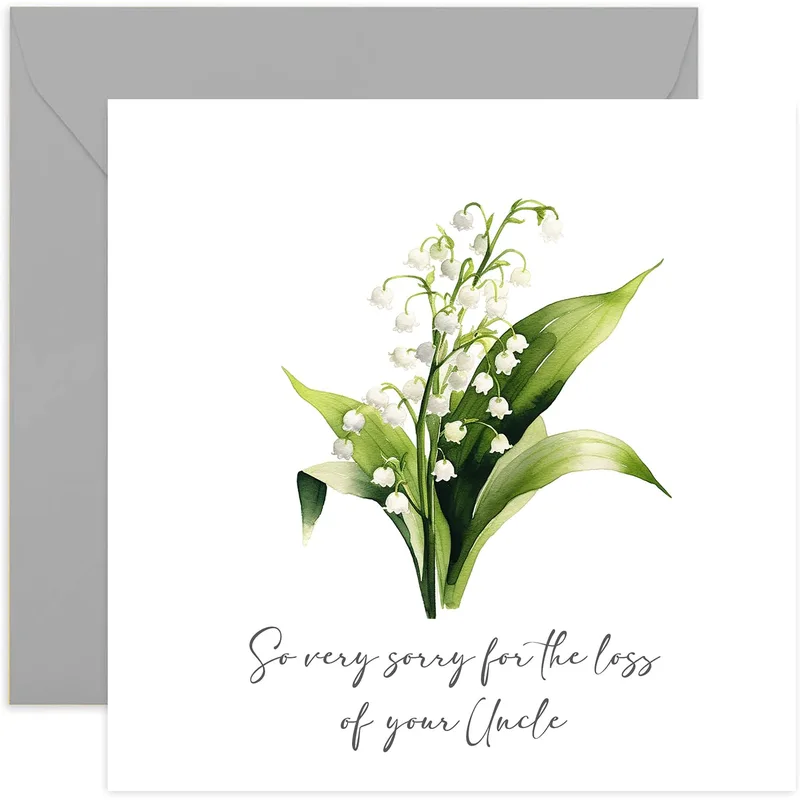 Condolence Uncle Passing Card with Lily of the Valley Artwork