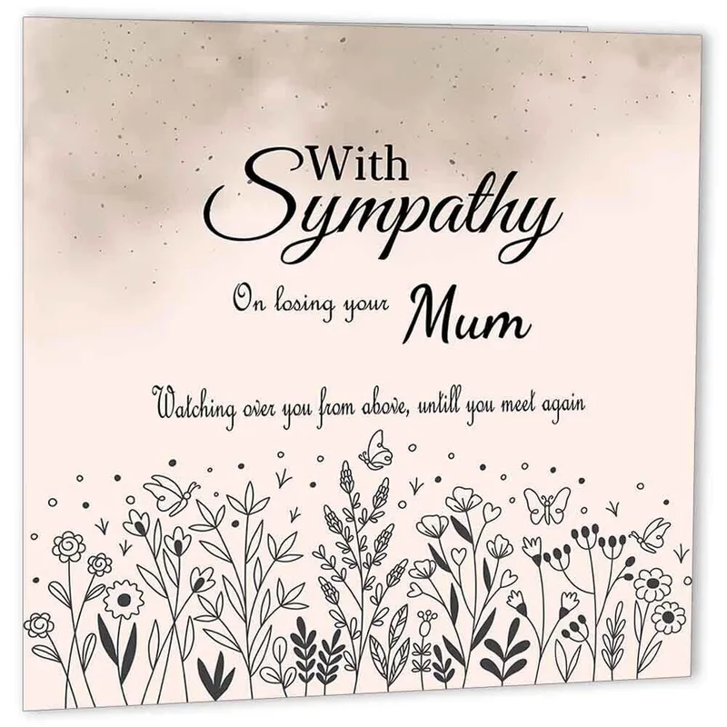 Sympathy for Loss of Mum Card featuring floral line art