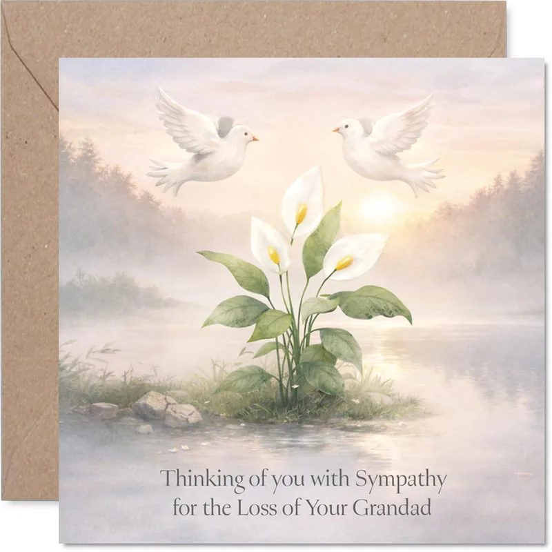 Loss of Grandfather Card with white doves