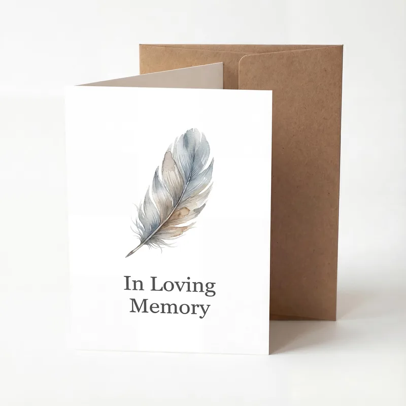 Watercolor Feather Card for Sympathy and Remembrance