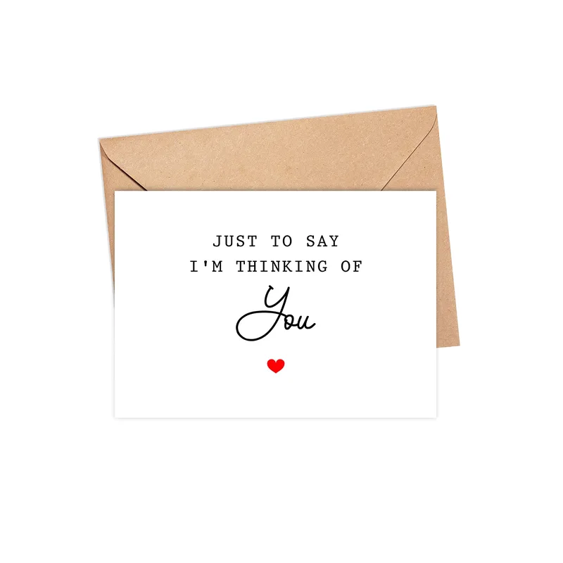 Just Thinking of You Card Simple Script Typography Heart