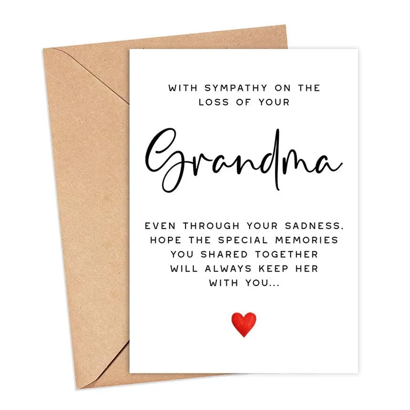 Red Heart Minimalist Card for Grandmother Sympathy
