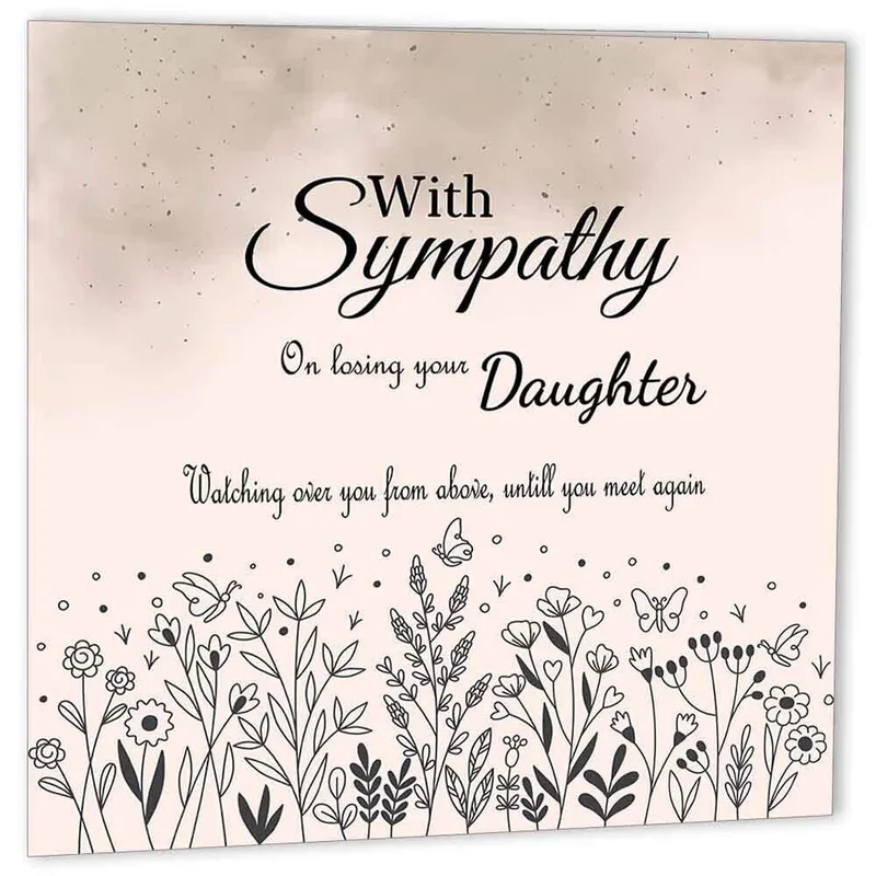Losing a Daughter Sympathy Card with Floral Meadow Design