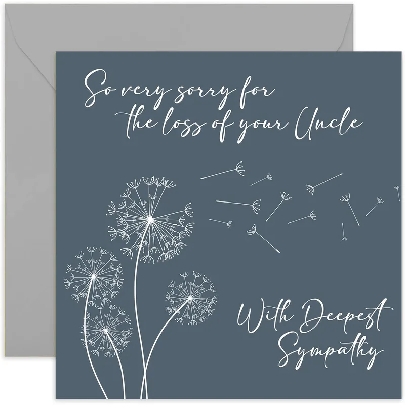 Grey Dandelion Silhouettes Card for Losing an Uncle