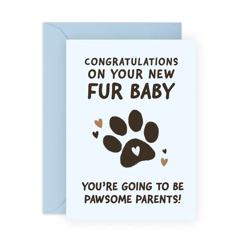 Paw Print Hearts New Baby Card Congrats on Your New Fur Baby