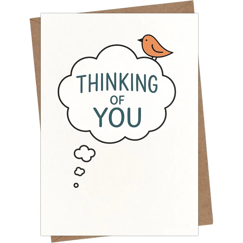 Orange Bird Cloud Thinking of You Card for Sympathy and Grief