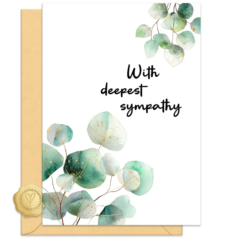 Green Eucalyptus Leaves Sympathy Card for Losing a Loved One