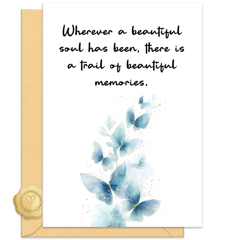 Blue Butterflies Sympathy Card with Watercolor Butterflies