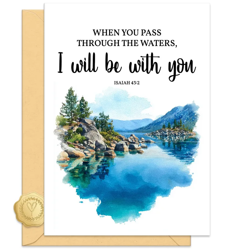 Blue Lake Landscape Sympathy Card for Bereavement Comfort