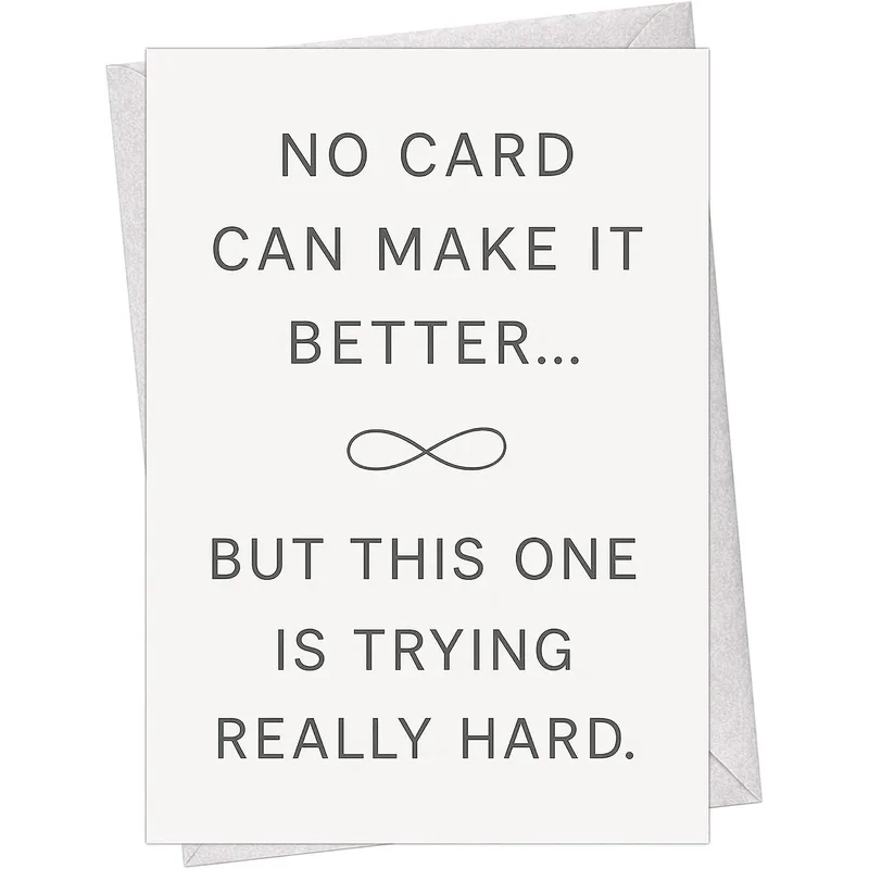 Dark Gray White Sympathy Card Acknowledging Grief with Honest Text