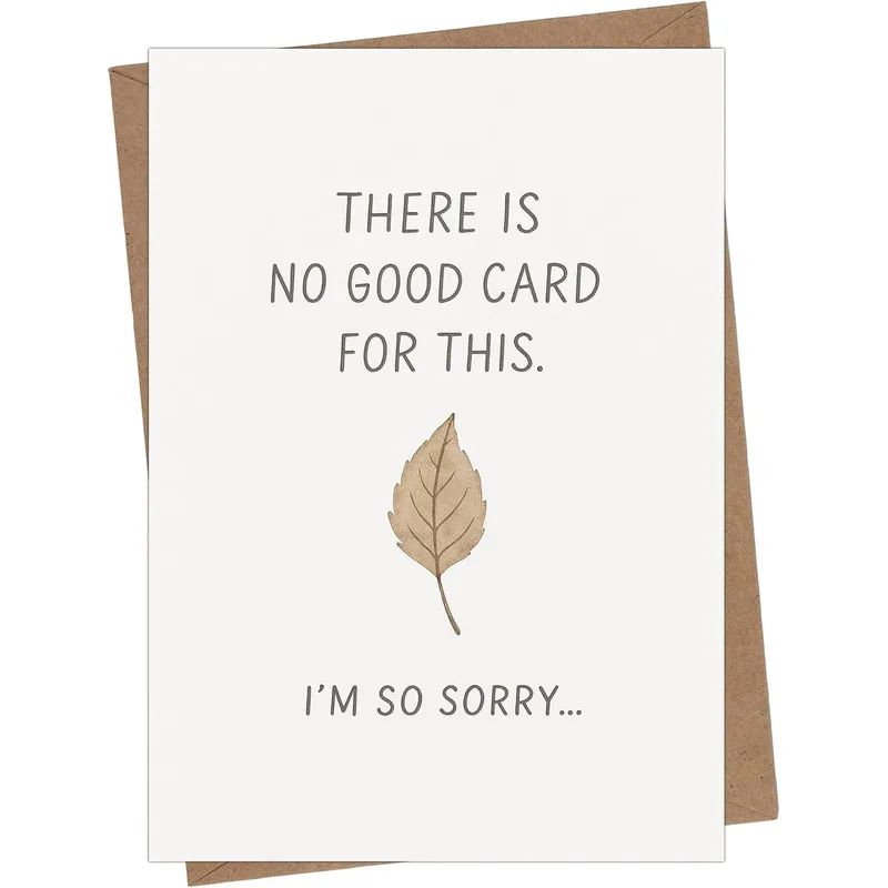 Brown Leaf Minimalist Sympathy Card features honest text