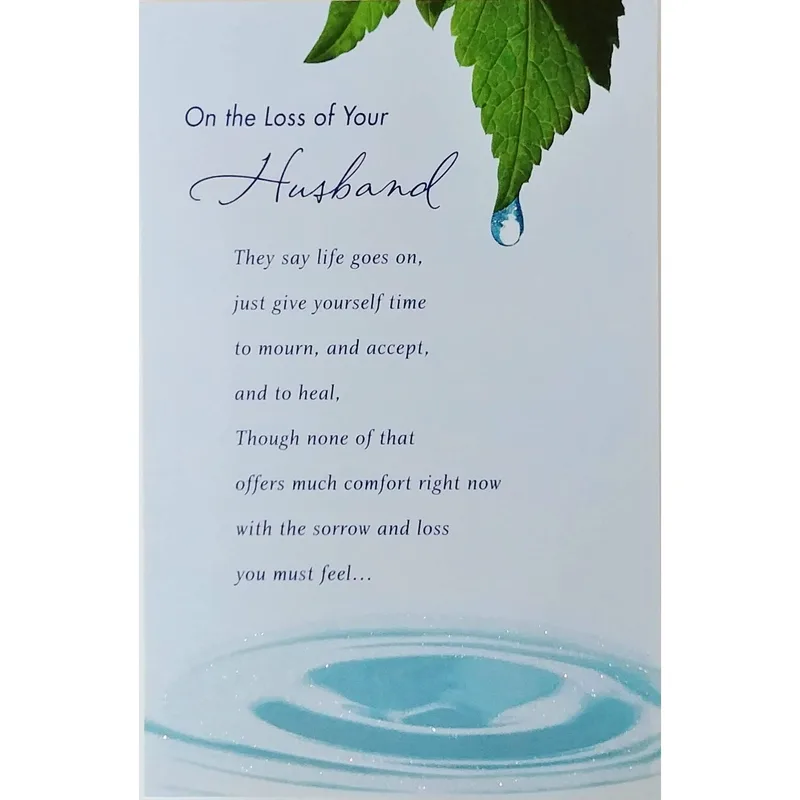 Leaf Water Drop Sympathy Card for a Lost Husband