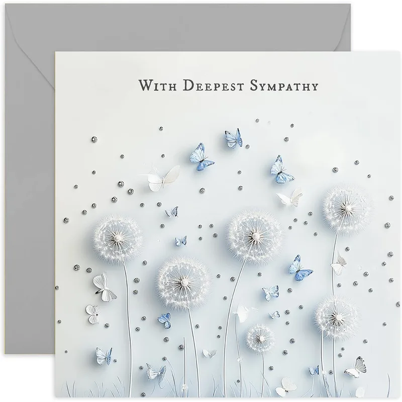 Dandelion Butterfly Artwork Sympathy Card for Sending Comfort