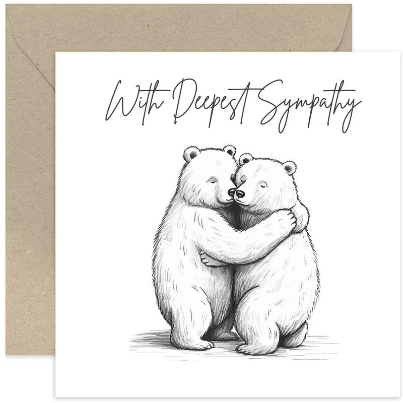 White Bear Hug Sympathy Card for Men and Women