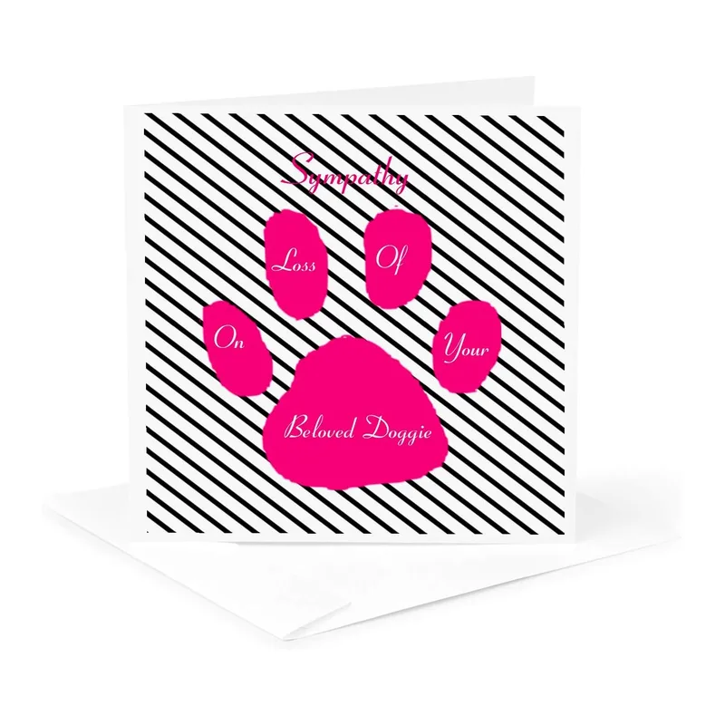 Print Striped Background Pet Sympathy Card for a Lost Dog