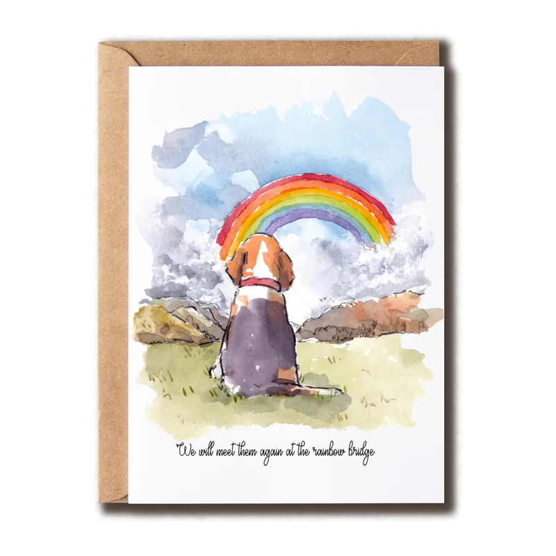 Dog Rainbow Pet Sympathy Card: A Watercolor Tribute to Lost Companions