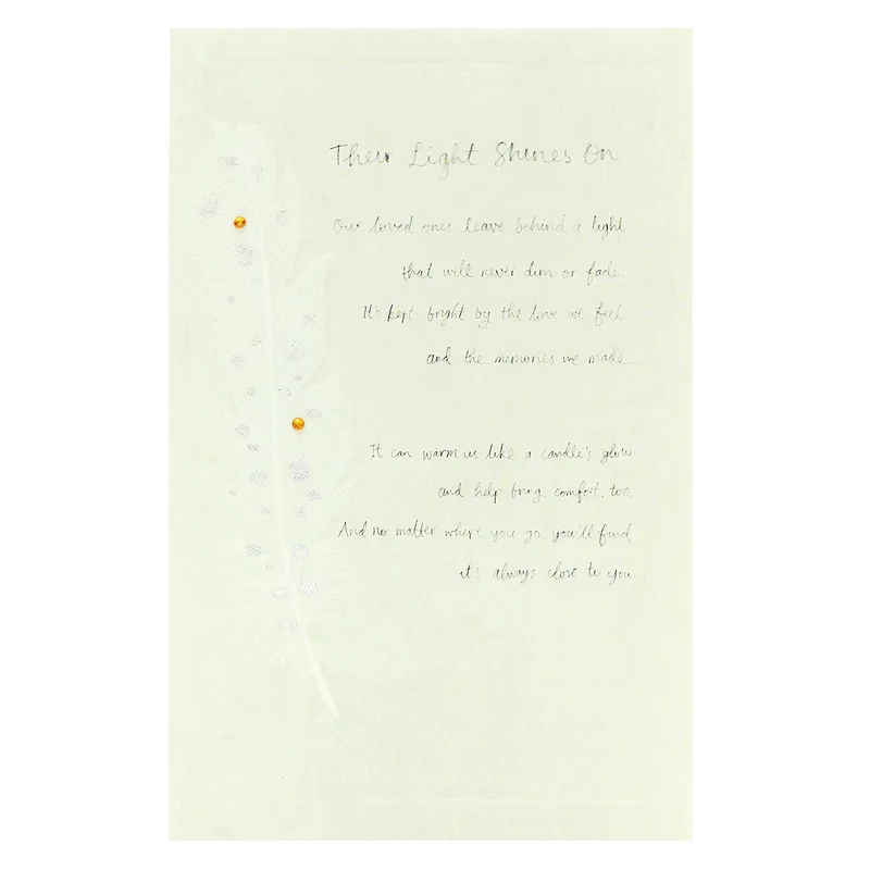 Green Script Verse Sympathy Card: Their Light Shines On