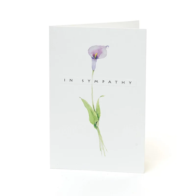 Calla Lily Stem Sympathy Card - Purple Watercolor Floral Design