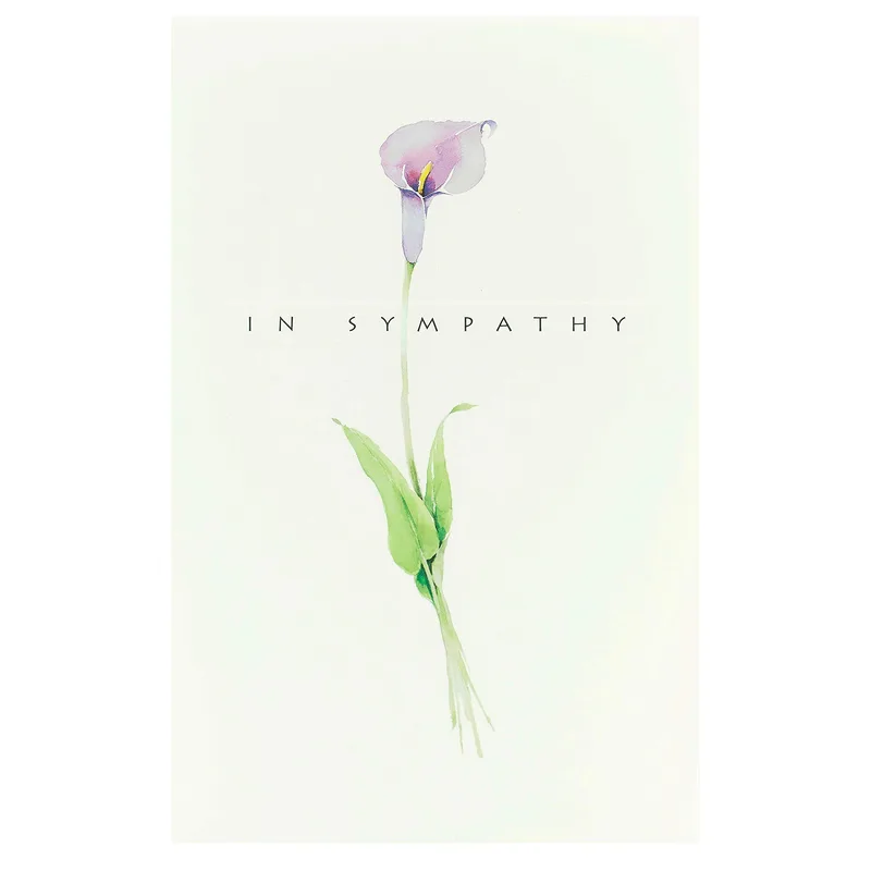 Lily Pale Green Sympathy Card with Purple Calla Lily Illustration