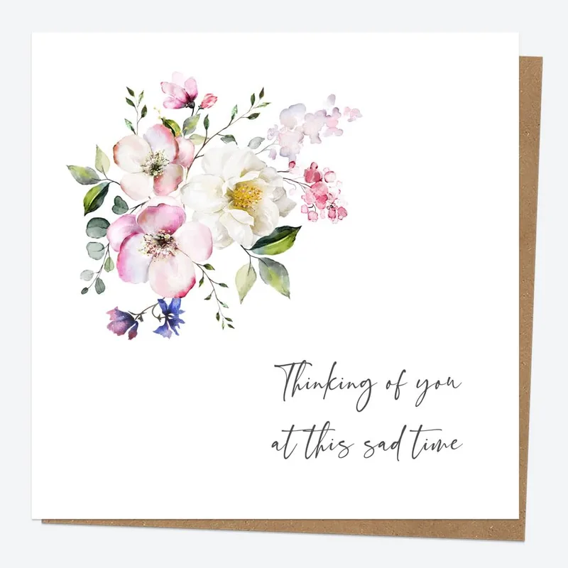 Pink Floral Bouquet Sympathy Card for Gentle Comfort