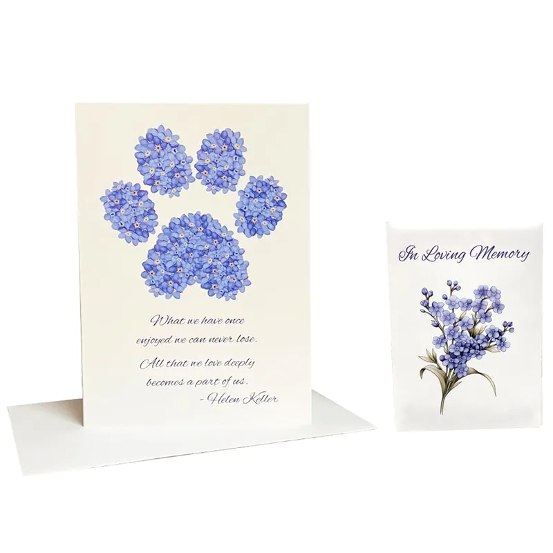 Blue Hydrangea Paw Print Card: A Sympathy Design for Pet Loss