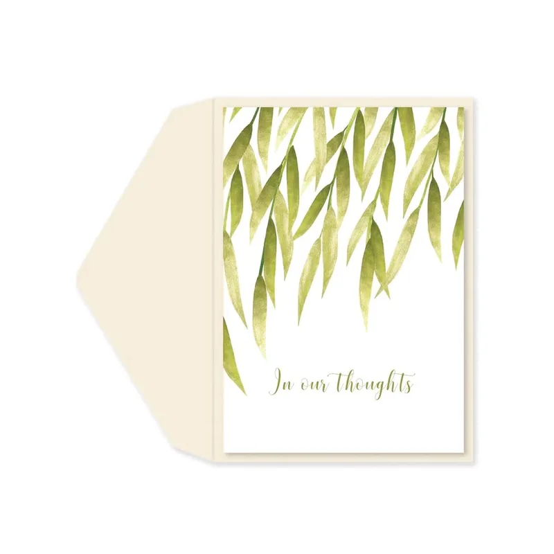 Green Willow Leaves Sympathy Card for Sending Comfort