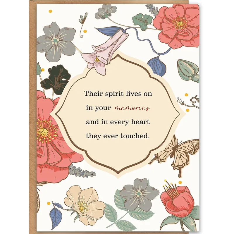 Floral Border Brown Sympathy Card Honoring Lost Loved Ones