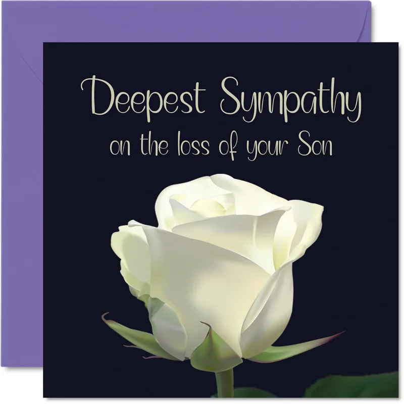 White Rose Dark Navy Card for a Specific Grief