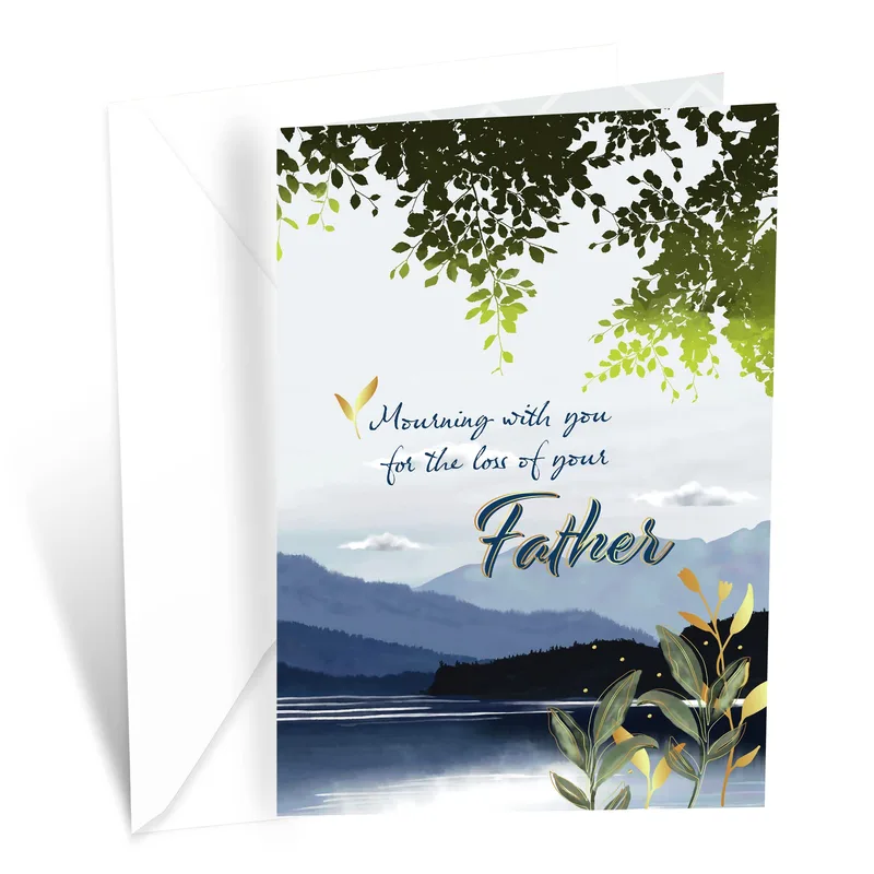 Mountain Lake Landscape Sympathy Card for a Lost Father