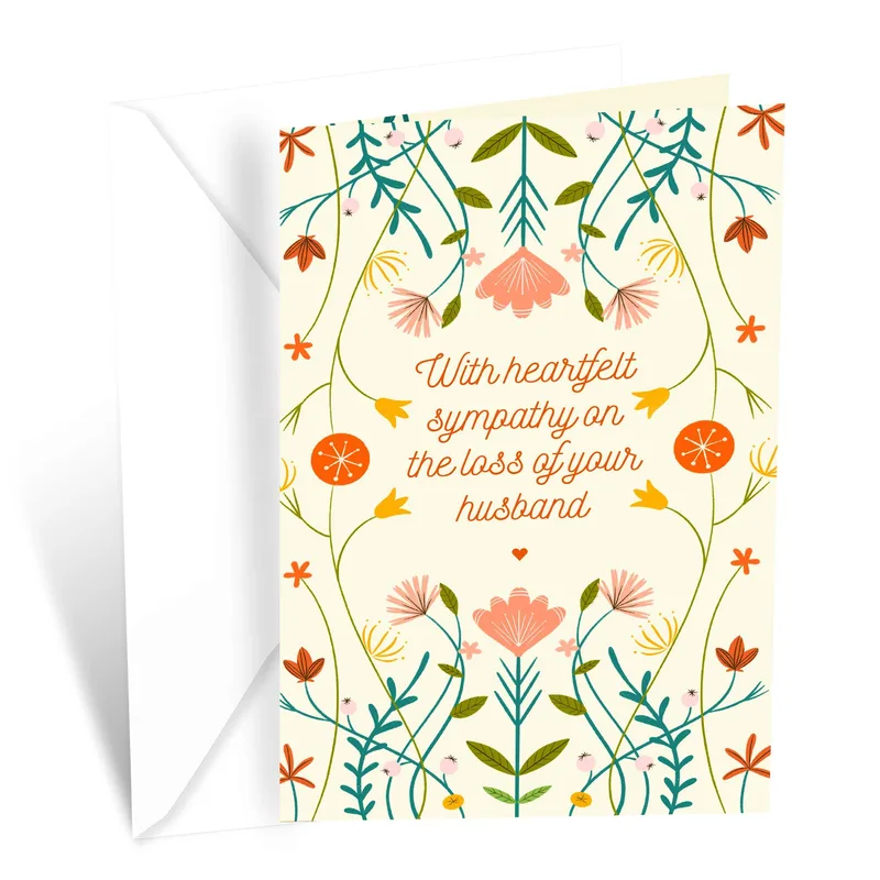 Vines Cream Background Sympathy Card for a Husband's Loss