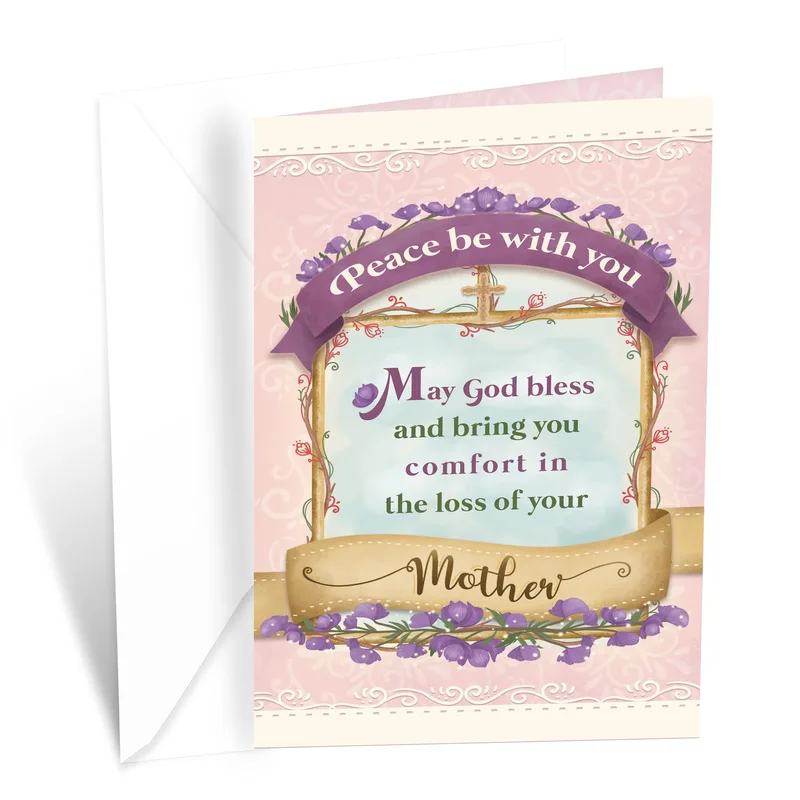 Purple Banner Flowers Sympathy Card for a Mom Who Is Missed