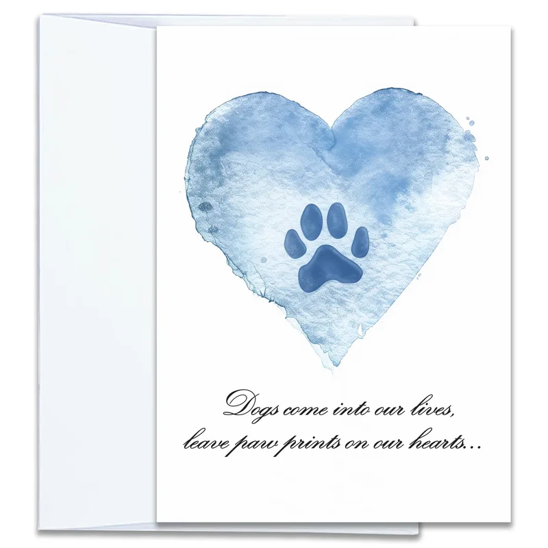 Blue Heart Paw Pet Sympathy Card for Losing a Beloved Dog
