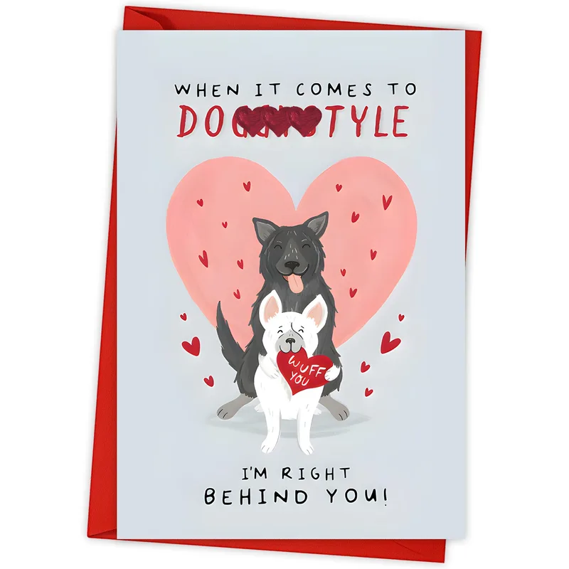 Heart Red Border Love Card: A Doggy Style Greeting Card for Pups