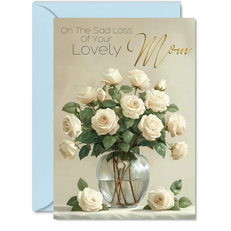 Sad Loss of Your Lovely Mom Card with Cream Roses