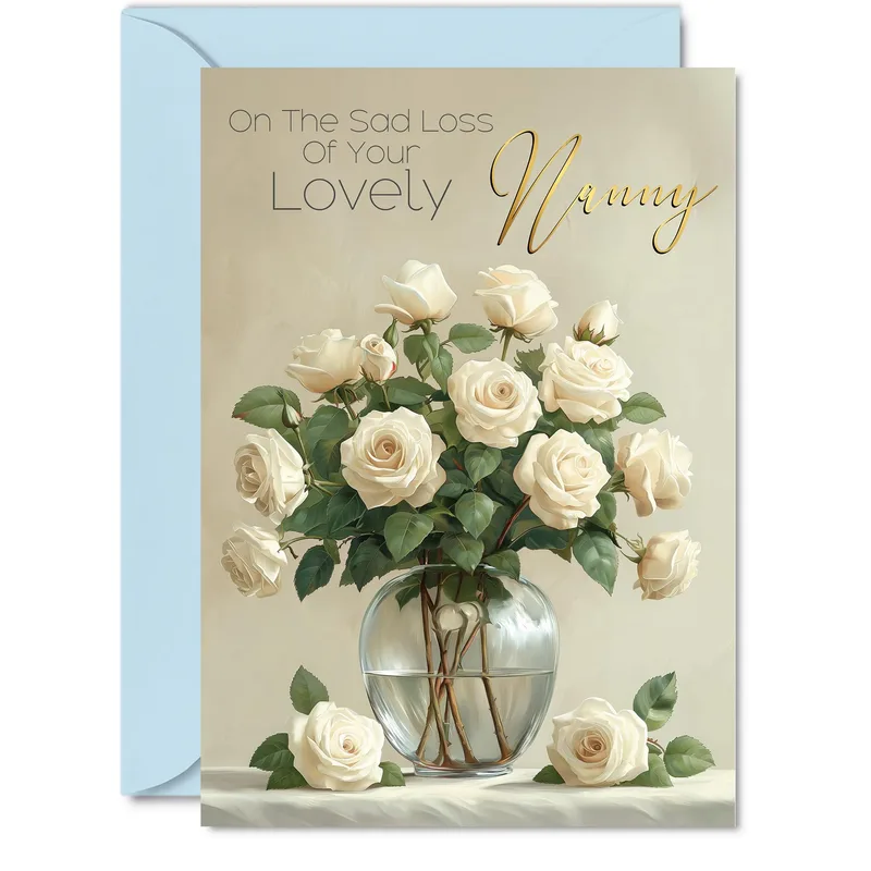 Sad Loss of Your Lovely Nanny Card with Cream Roses