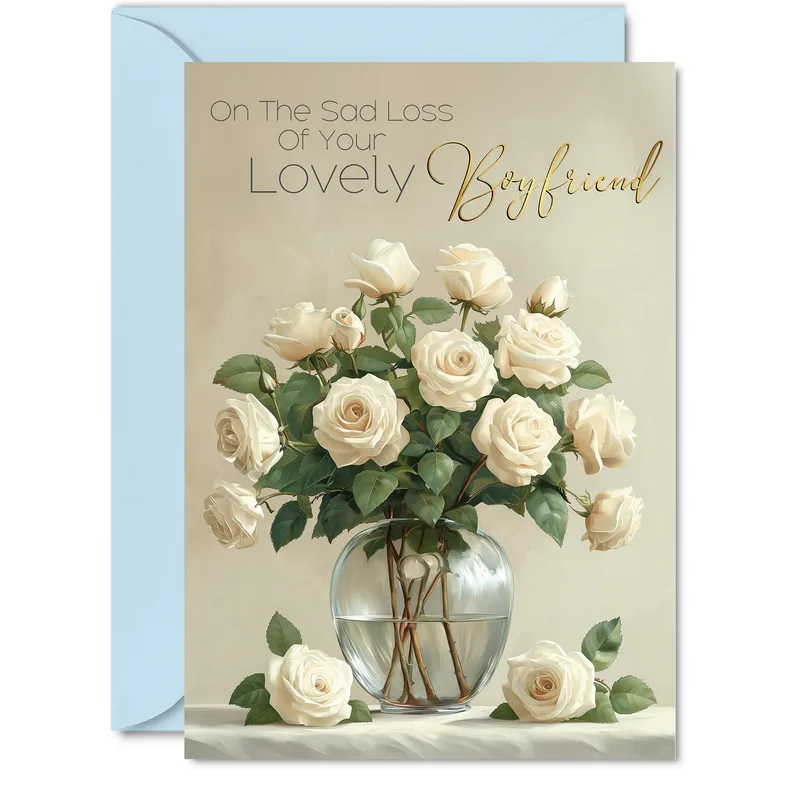 Sad Loss of Your Lovely Boyfriend Card with Cream Roses