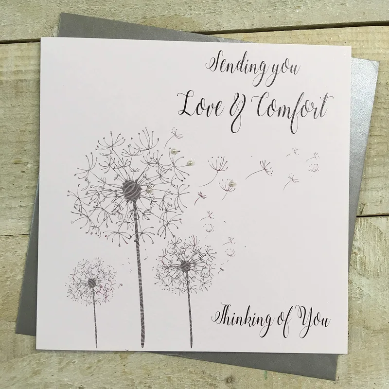 Grey Dandelion Seeds Sympathy Card for Sending Comfort