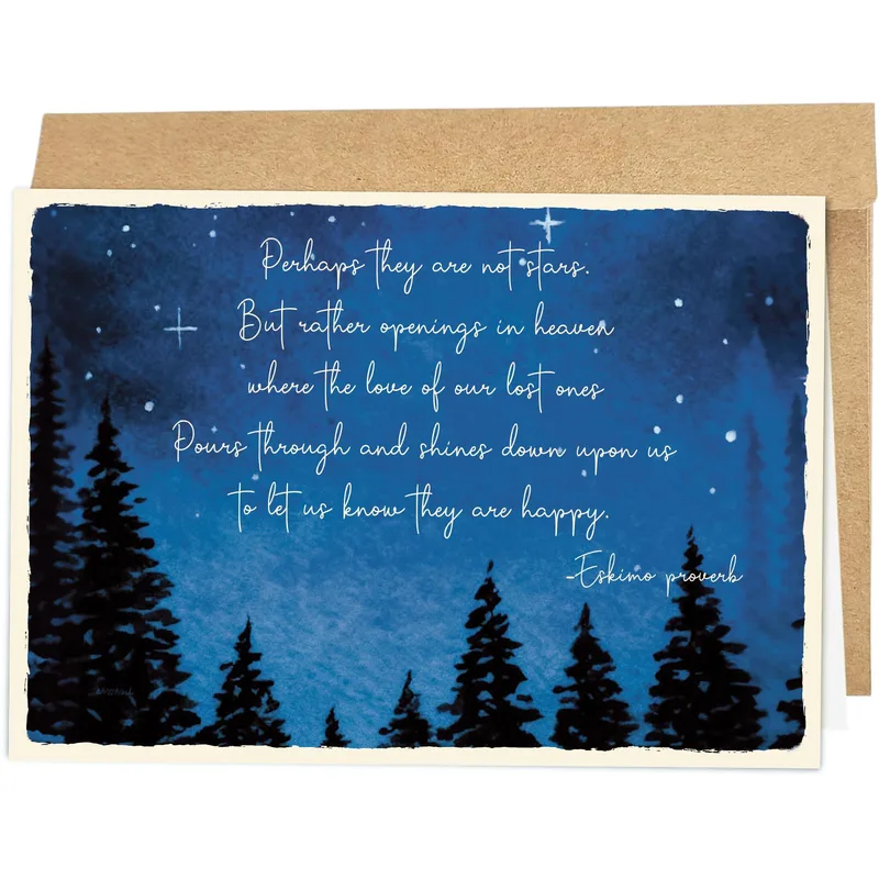 Starry Night Trees Sympathy Card features an Eskimo proverb