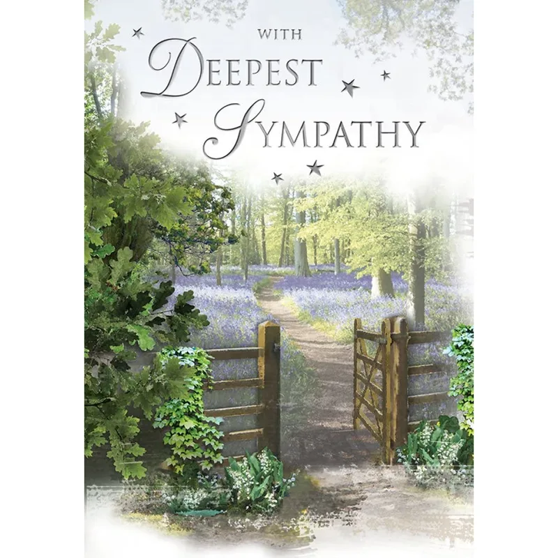 Green Woodland Gate Sympathy Card with Deepest Sympathy Message