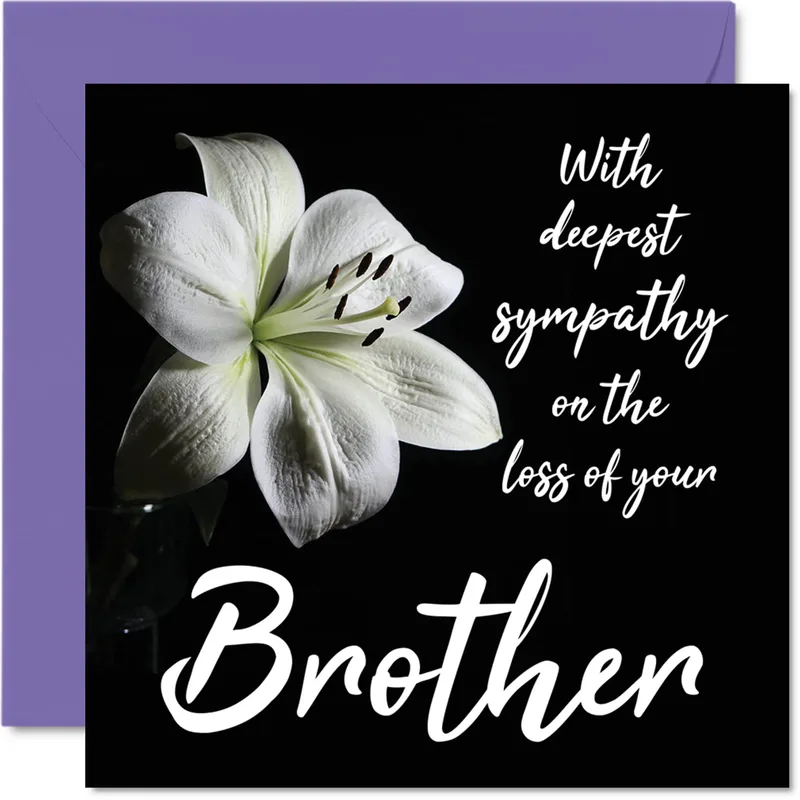 White Lily Black Script Card for a Lost Brother