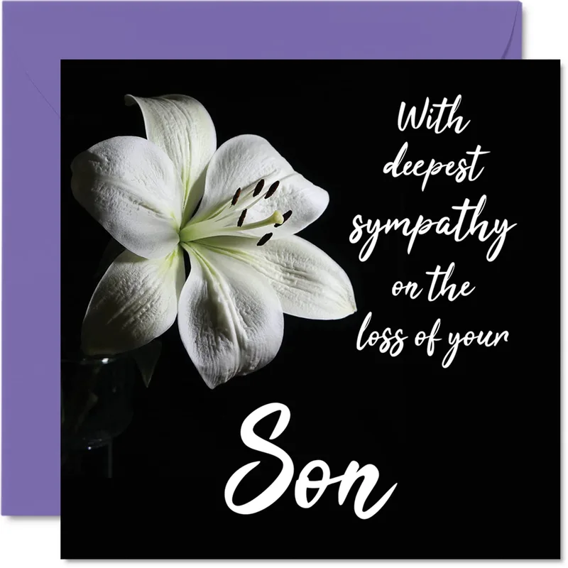Deepest Sympathy on Loss of Son Card with White Lily