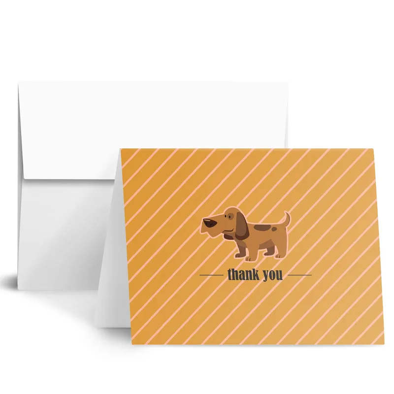Dachshund Orange Stripes Thank You Card for Pet Lovers
