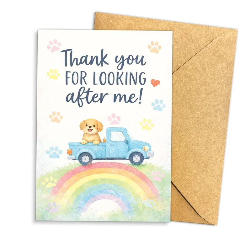 Blue Truck Rainbow Thank You Card for Pet Care