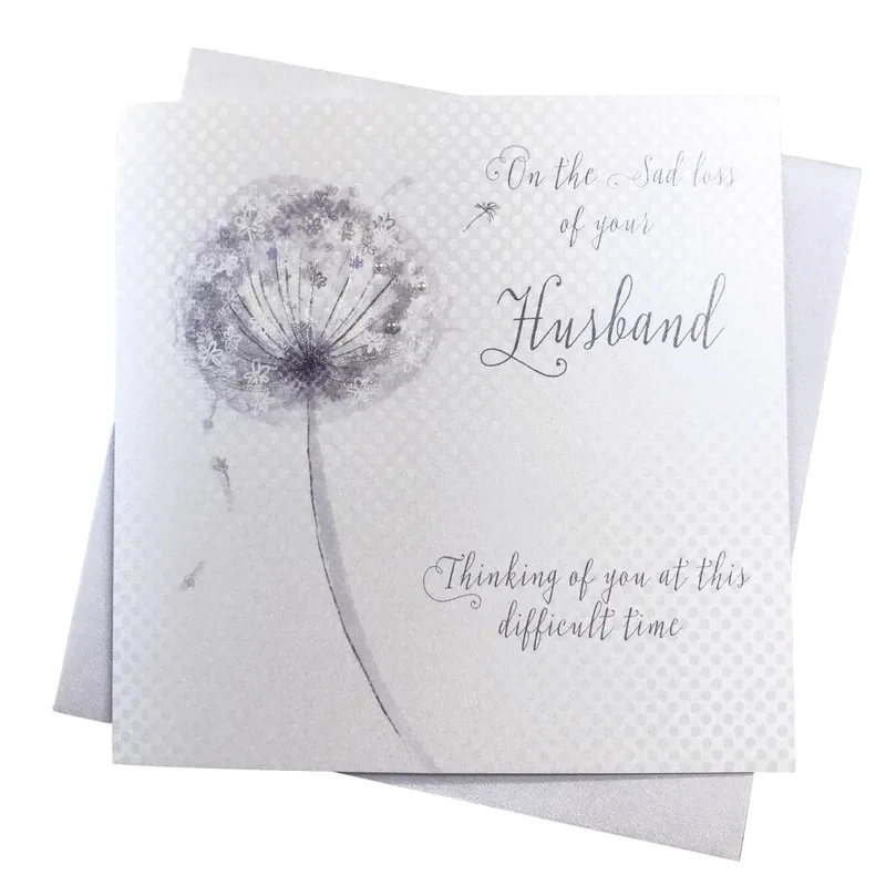 Grey Dandelion Texture Sympathy Card for a Husband